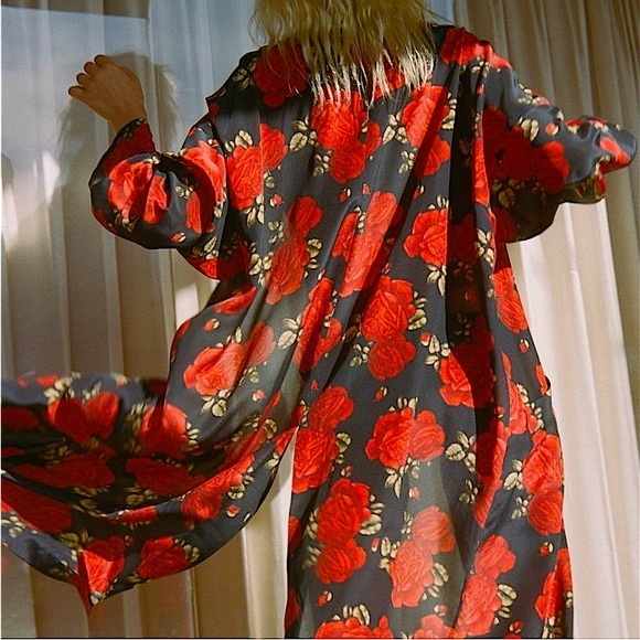 The Kooples Silk Sleeping Roses Printed Kimono - Picture 12 of 12